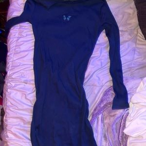 Blue bodycon dress with butterfly